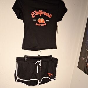 Black California T-Shirt and Shorts Set